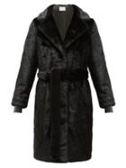 Matchesfashion.com Stand Studio - Juliet Waist Tie Faux Fur Coat - Womens - Black