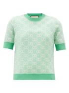 Matchesfashion.com Gucci - Gg-jacquard Wool-blend Sweater - Womens - Green