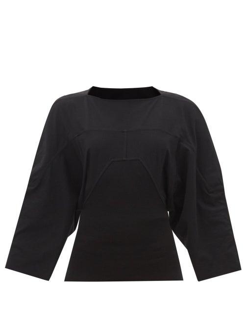 Rick Owens - Panelled Wide-sleeve Jersey Top - Womens - Black