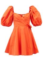 Valentino - Sweetheart-neck Cotton-blend Faille Mini Dress - Womens - Orange