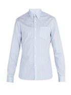 Matchesfashion.com Prada - Single Cuff Striped Cotton Poplin Shirt - Mens - Blue Multi