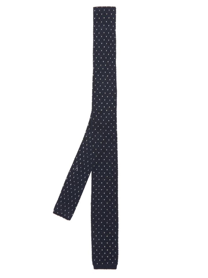 Brunello Cucinelli Chevron-embroidered Knitted Cotton Tie