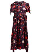 Matchesfashion.com Vika Gazinskaya - Floral Print Silk Satin Dress - Womens - Black Multi