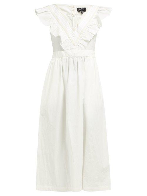 Matchesfashion.com A.p.c. - Marty Ruffled Cotton Dress - Womens - White
