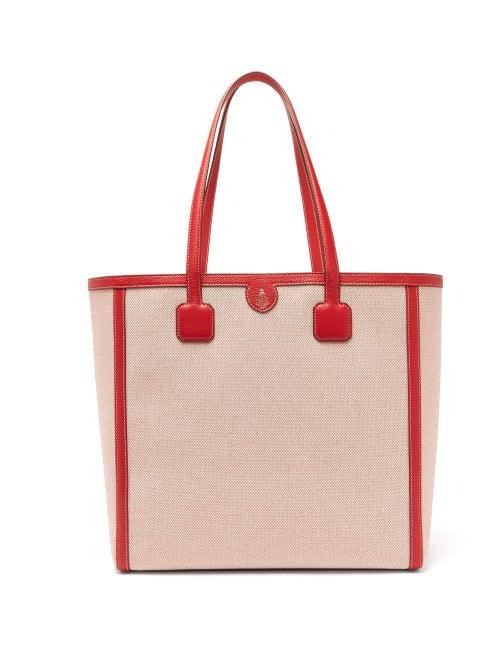 Matchesfashion.com Mark Cross - Antibes Large Leather-trimmed Canvas Tote - Womens - Red Multi