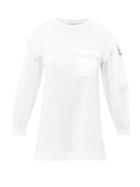 Matchesfashion.com 4 Moncler Simone Rocha - Poplin Blouson Sleeve Cotton T Shirt - Womens - White