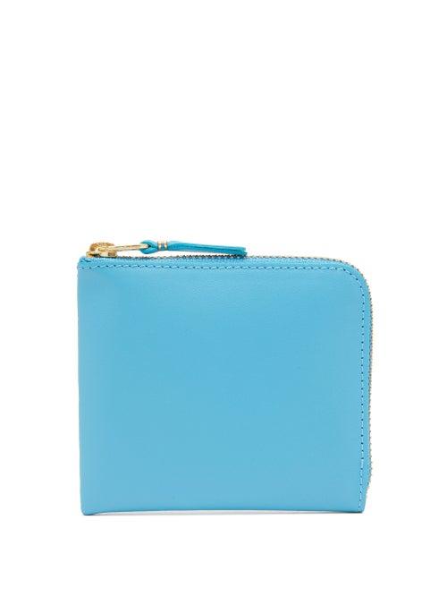 Ladies Accessories Comme Des Garons Wallet - Zip-around Leather Wallet - Womens - Blue