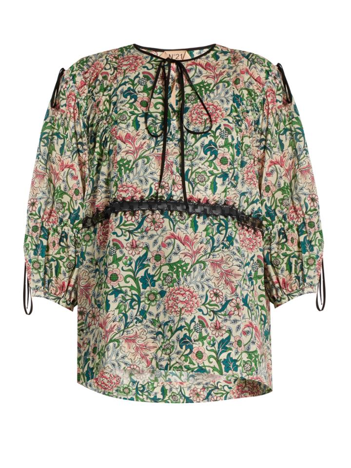 No. 21 Floral-print Cotton-muslin Top