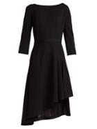 Matchesfashion.com Lanvin - Asymmetric Pleated Wool Midi Dress - Womens - Black
