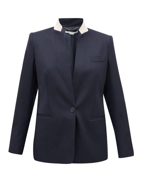 Matchesfashion.com Stella Mccartney - Notched-lapel Single-breasted Wool Jacket - Womens - Navy