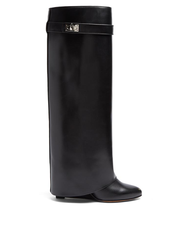 Givenchy Shark Lock Leather Knee-high Boots
