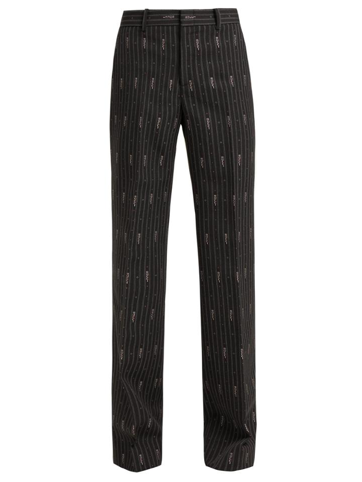 Gucci Logo Wool And Silk-blend Jacquard Trousers