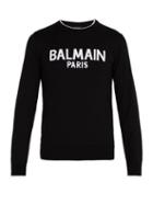 Matchesfashion.com Balmain - Logo Print Wool Sweater - Mens - Black