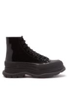Alexander Mcqueen - Tread Slick High-top Patent-leather Trainers - Mens - Black