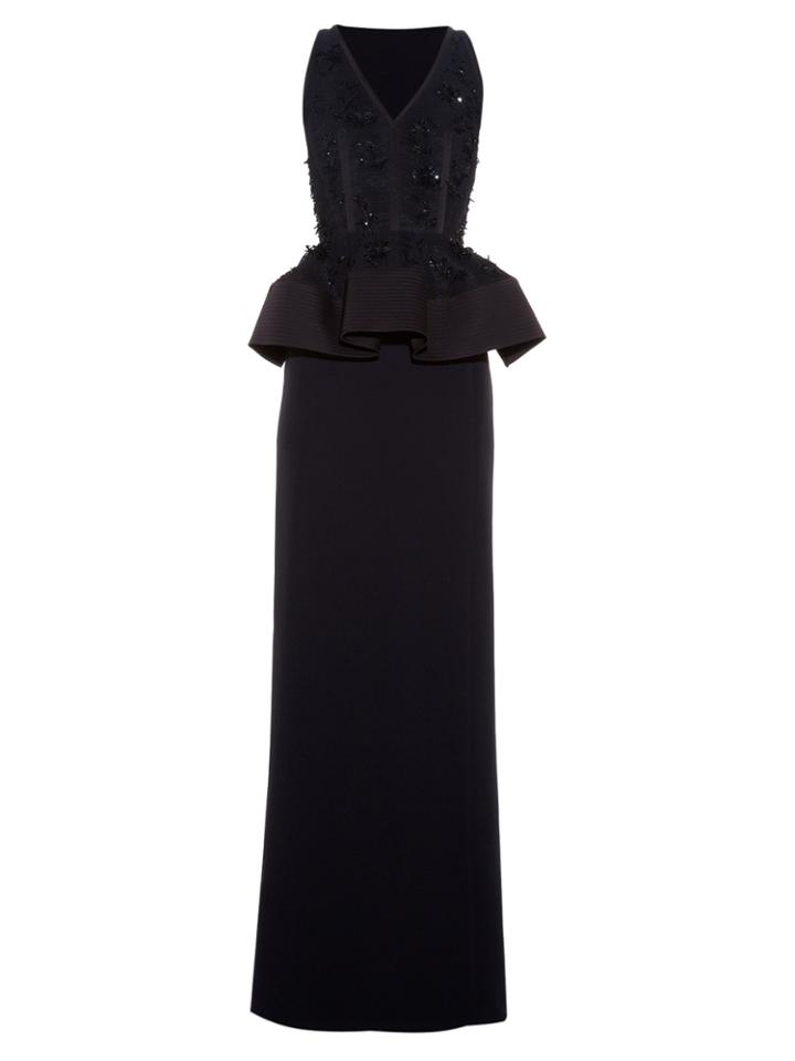 Balenciaga Embellished Peplum Crepe Gown