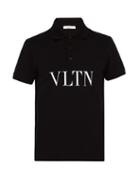 Matchesfashion.com Valentino - Vltn Logo Print Cotton Piqu Polo Shirt - Mens - Black