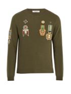 Valentino Embroidered-appliqu Wool-blend Sweater