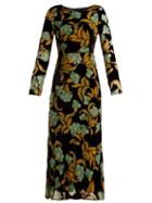 Matchesfashion.com Saloni - Tina Floral Devor Velvet Dress - Womens - Black Multi