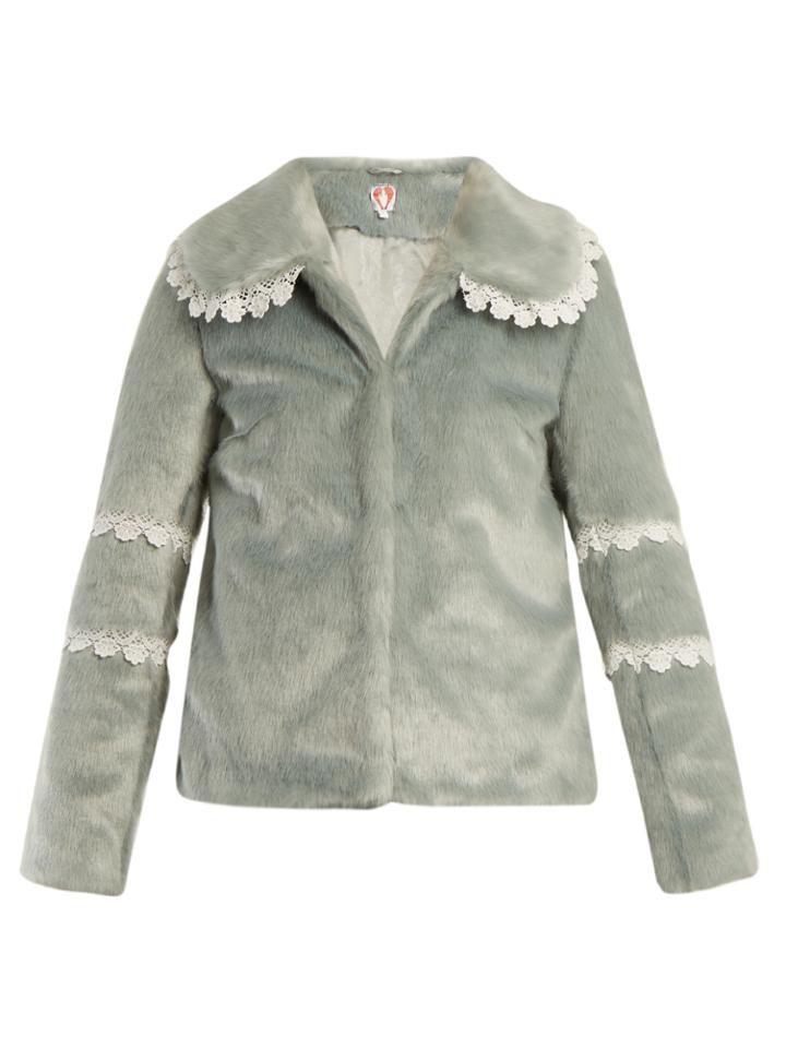 Shrimps Ezra Lace-trimmed Faux-fur Coat