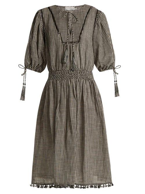 Matchesfashion.com Zimmermann - Paradiso Gingham Linen Blend Dress - Womens - Black Print