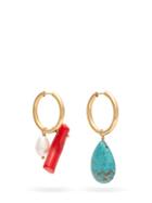 Matchesfashion.com Timeless Pearly - Mismatched Hoop Earrings - Womens - Blue