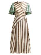 Matchesfashion.com Anna October - Multi Stripe Wrap Dress - Womens - Cream Multi