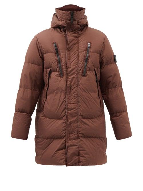 Stone Island - Garment-dyed Hooded Down Parka - Mens - Brown