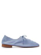 Matchesfashion.com Hereu - Plegada Lace Up Leather Flats - Womens - Light Blue