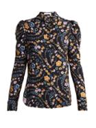 Matchesfashion.com See By Chlo - Puff Shoulder Crepe Blouse - Womens - Black Multi