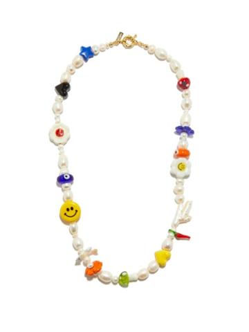 Liou - Dan Pearl, Glass & Gold-plated Necklace - Mens - Multi