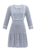 Ladies Beachwear Heidi Klein - Pintucked Geometric-print Recycled-fibre Dress - Womens - Blue Print