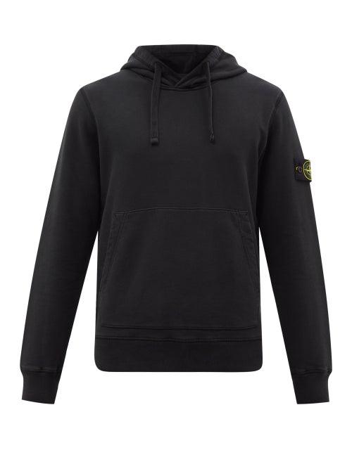 Stone Island - Logo-patch Cotton-jersey Hooded Sweatshirt - Mens - Black