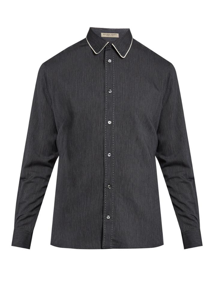 Bottega Veneta Piped-collar Pinstriped Shirt