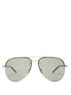 Matchesfashion.com Saint Laurent - Logo-plaque Aviator Metal Sunglasses - Mens - Black