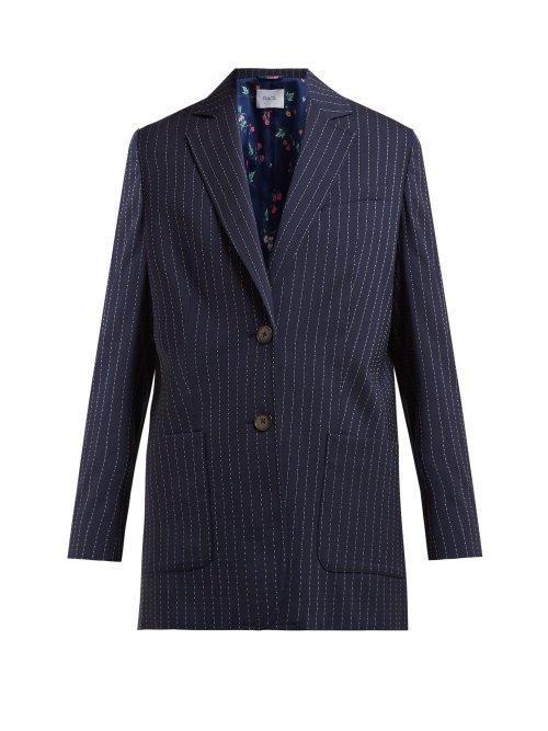 Matchesfashion.com Racil - Alfie Pinstripe Single Breasted Wool Blend Blazer - Womens - Navy