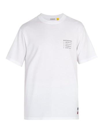 Matchesfashion.com 7 Moncler Fragment - Backstage Print Crew Neck Cotton T Shirt - Mens - White