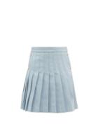 Ladies Rtw Balmain - Pleated Denim Mini Skirt - Womens - Blue
