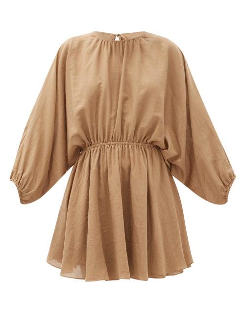 Matchesfashion.com Loup Charmant - Kitta Open-back Organic-cotton Mini Dress - Womens - Camel