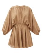 Matchesfashion.com Loup Charmant - Kitta Open-back Organic-cotton Mini Dress - Womens - Camel
