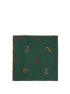 Matchesfashion.com Gucci - Gg And Horseshoe Silk Pocket Square - Mens - Green