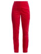 Matchesfashion.com Diane Von Furstenberg - High Rise Skinny Leg Velvet Trousers - Womens - Pink