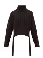 Matchesfashion.com Proenza Schouler - Waist Tie Ribbed Wool Blend Sweater - Womens - Black