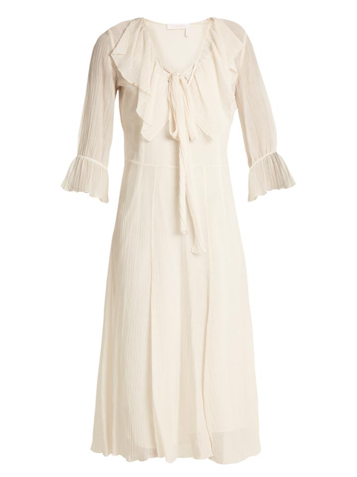 See By Chloé Tie-neck Ruffled Cotton-voile Dress