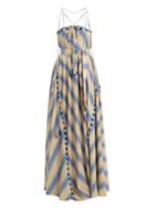 Matchesfashion.com Dodo Bar Or - Pedro Tassel Embellished Striped Cotton Dress - Womens - Blue White