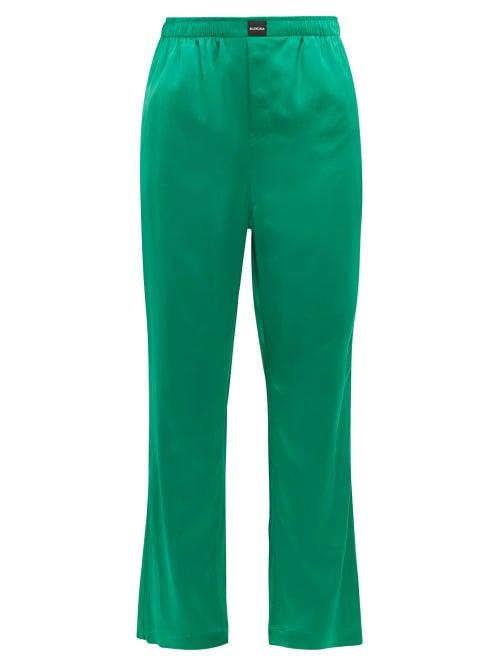 Matchesfashion.com Balenciaga - Straight Leg Satin Trousers - Womens - Green