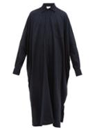 Matchesfashion.com Marrakshi Life - Oversized Striped Cotton Blend Long Shirt - Mens - Black
