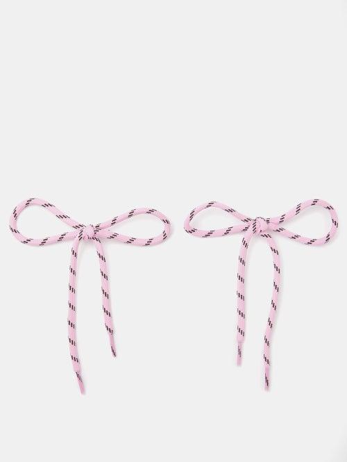 Balenciaga - Shoelace Bow Earrings - Womens - Pink White