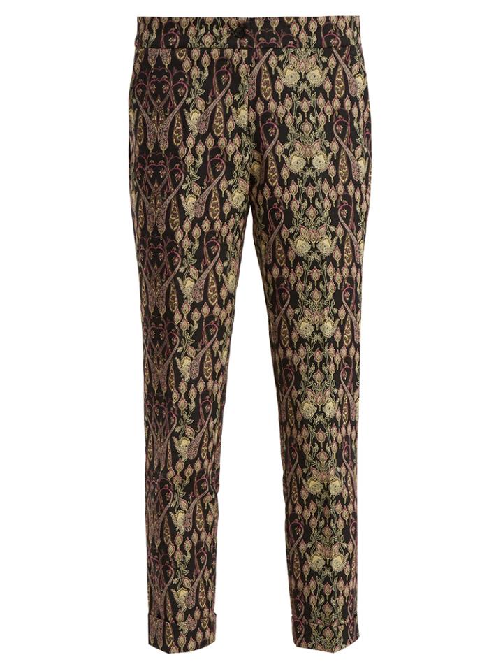 Etro Slim-leg Paisley-jacquard Cotton-blend Trousers