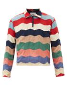 Matchesfashion.com Bode - Chevron-quilted Cotton Long-sleeved Polo Shirt - Mens - Multi