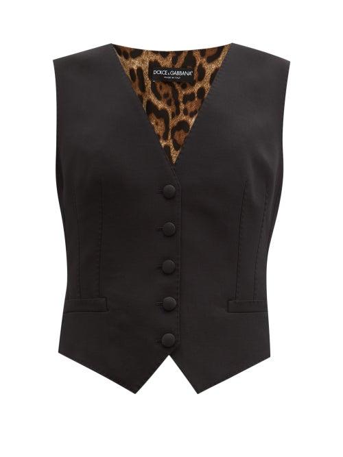 Matchesfashion.com Dolce & Gabbana - V-neck Wool-blend Twill Suit Waistcoat - Womens - Black